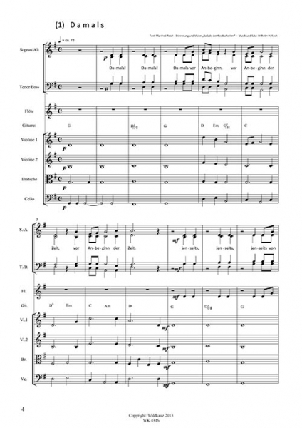 Erinnerung - Oratorium in drei Teilen - Texte: Manfred Reich - Partitur - Heft 1
